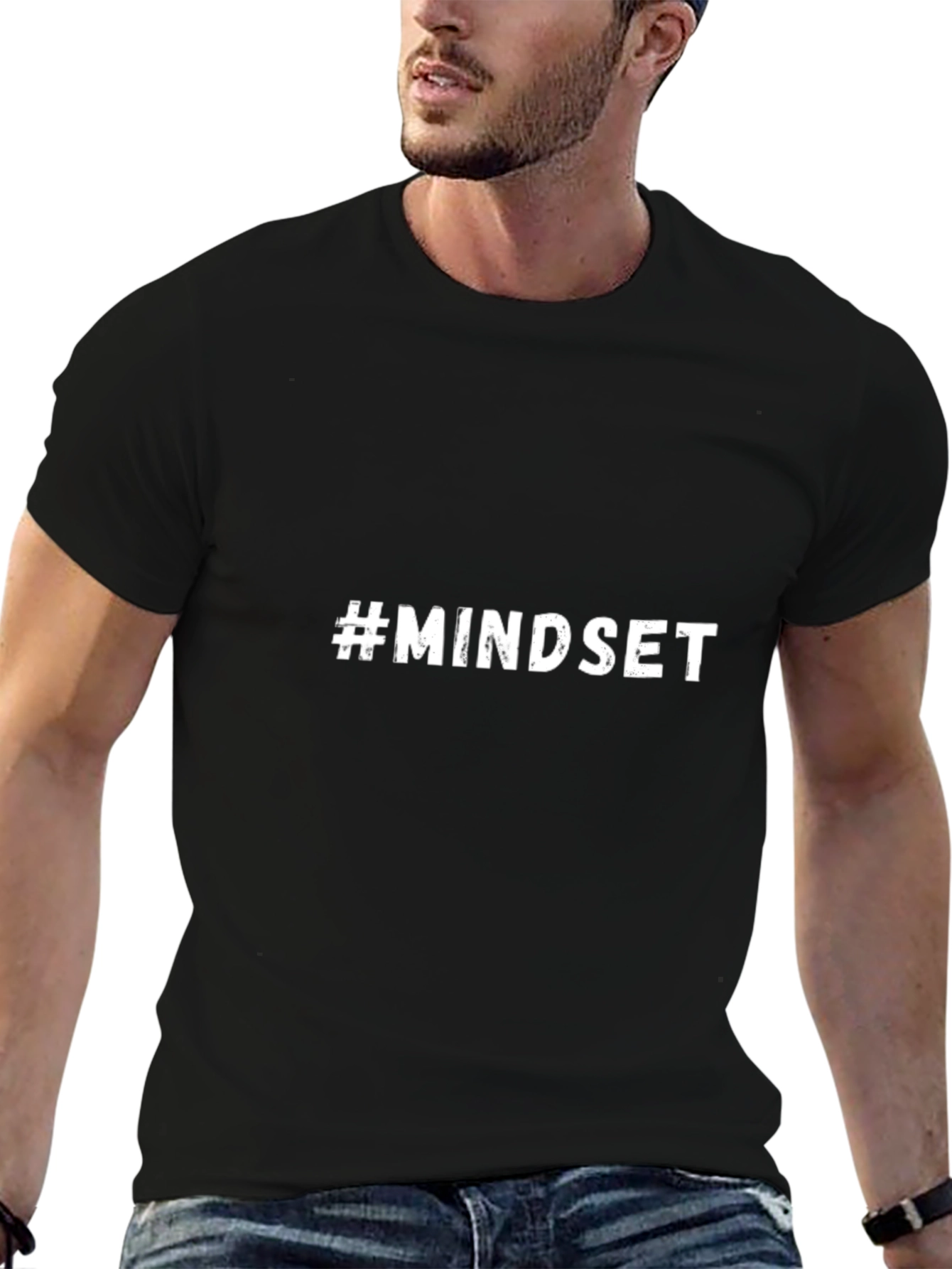 #Mindset Mens Black Cotton Graphic Tee