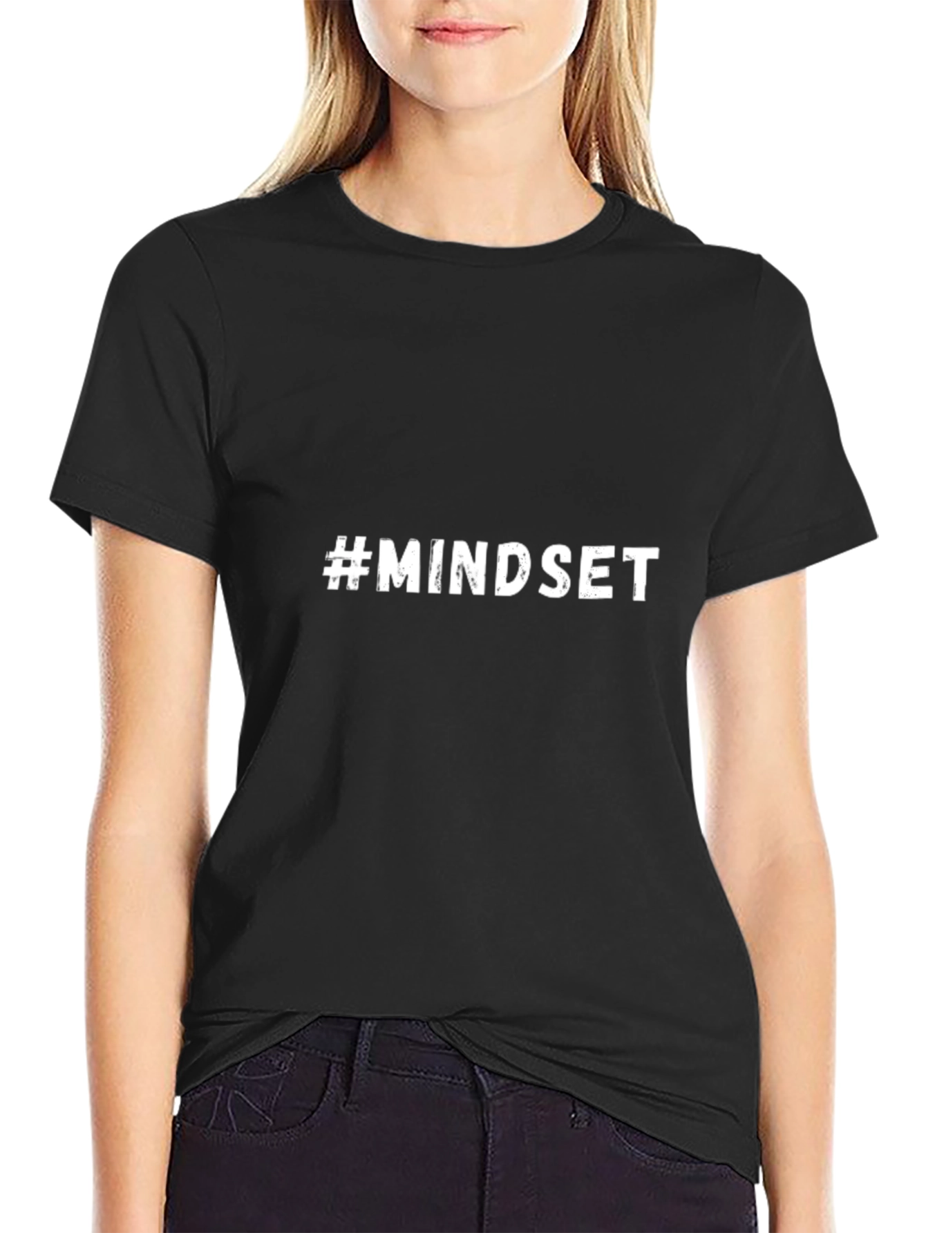 #Mindset Mens Black Cotton Graphic Tee