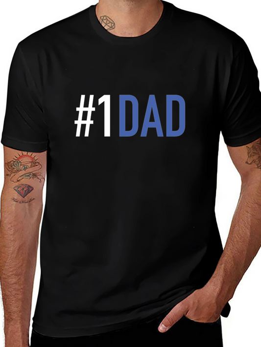 #1 Dad T-Shirt - Black Crew Neck