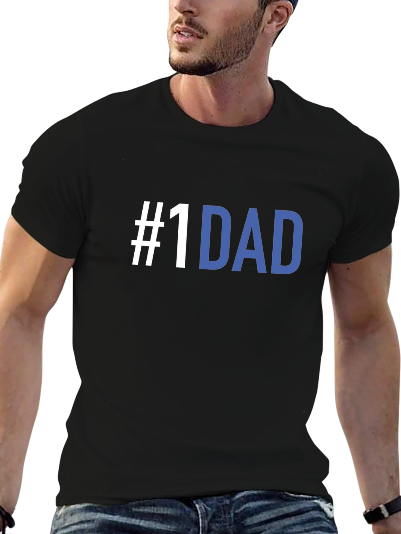#1 Dad T-Shirt - Black Crew Neck