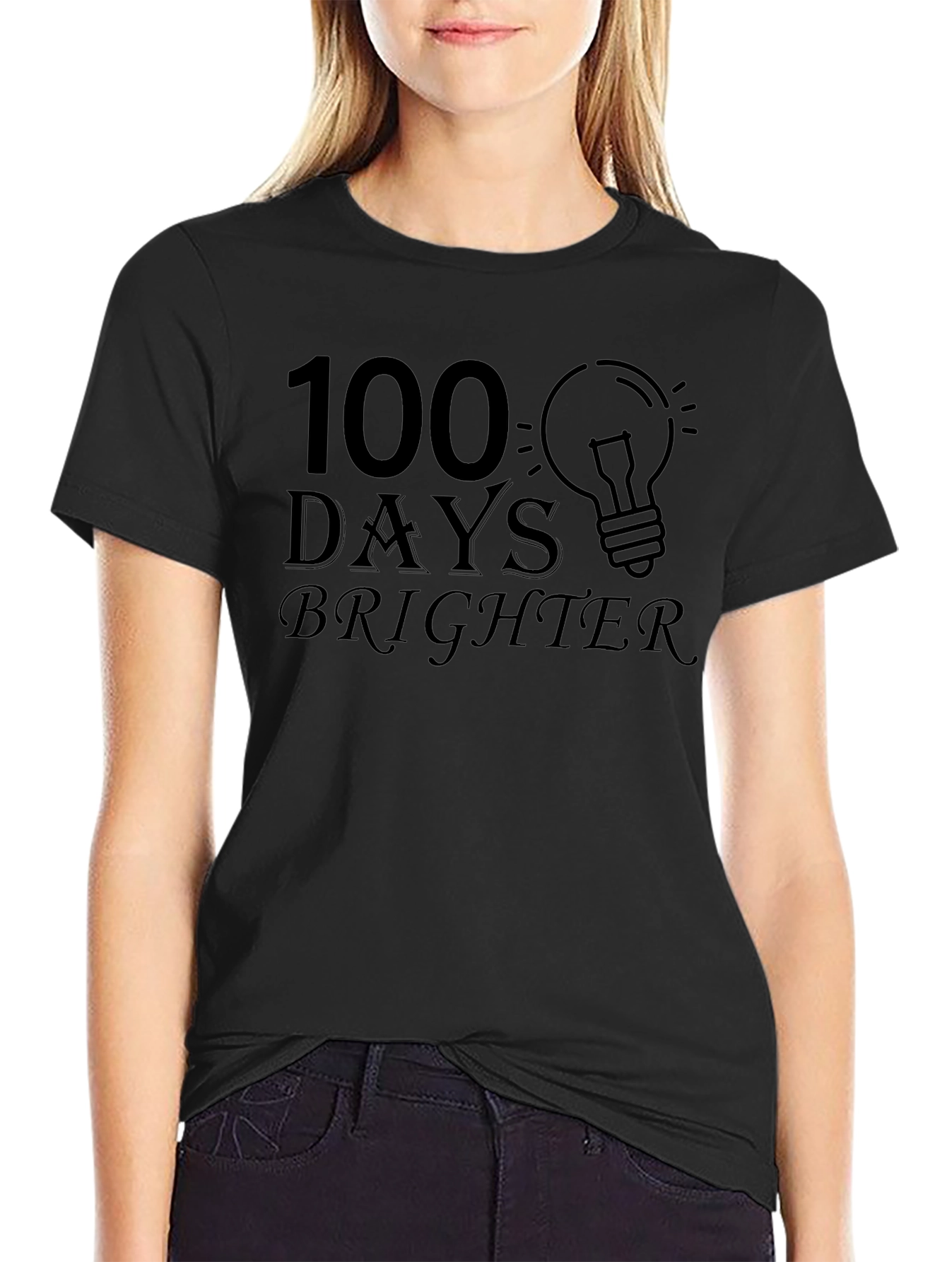 100 Days Brighter Graphic Tee - Black Cotton Blend