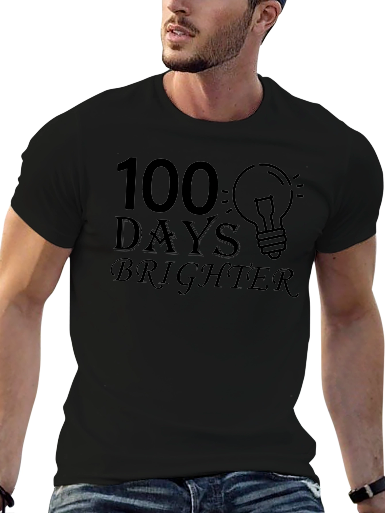 100 Days Brighter Graphic Tee - Black Cotton Blend
