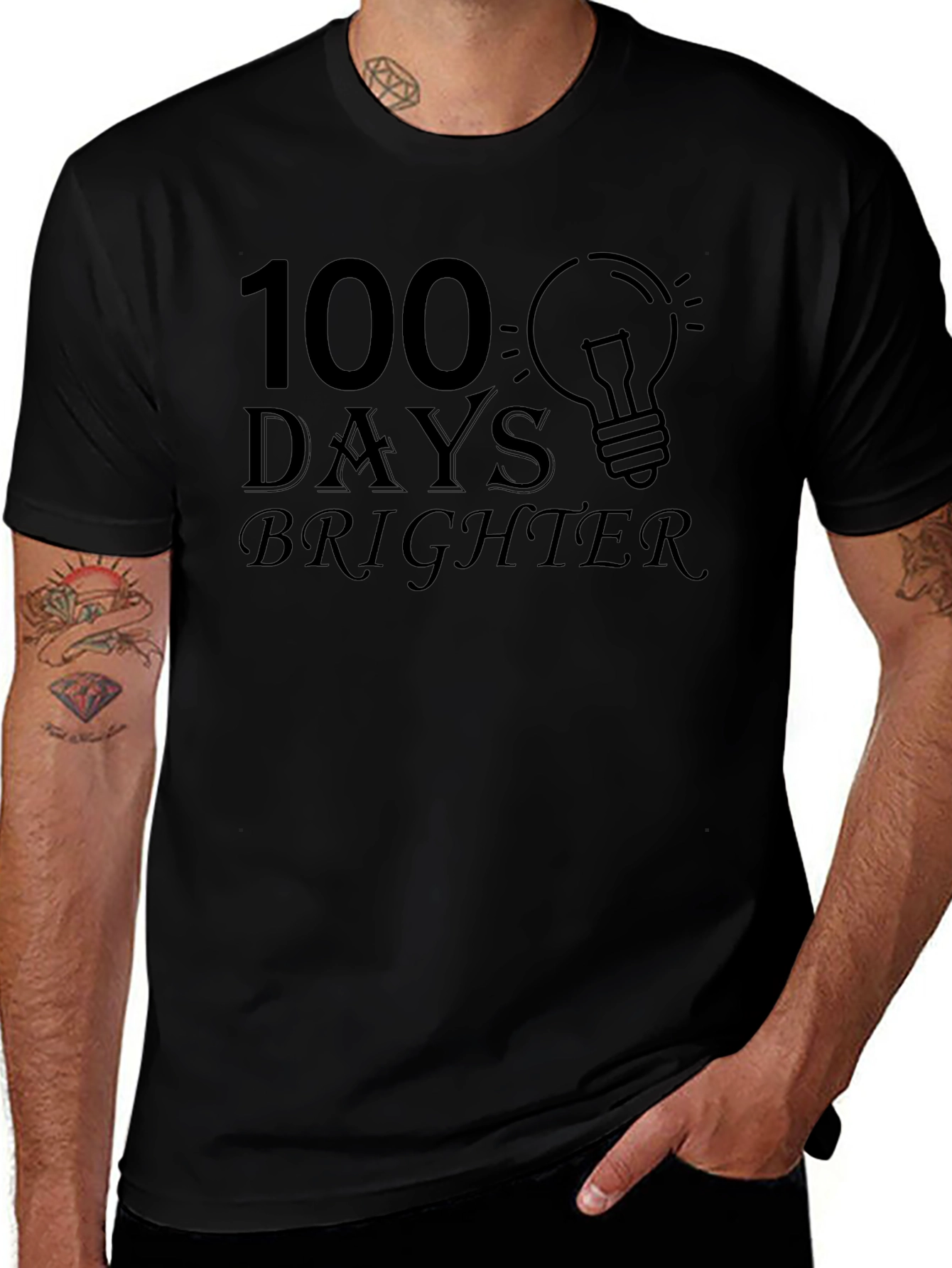 100 Days Brighter Graphic Tee - Black Cotton Blend