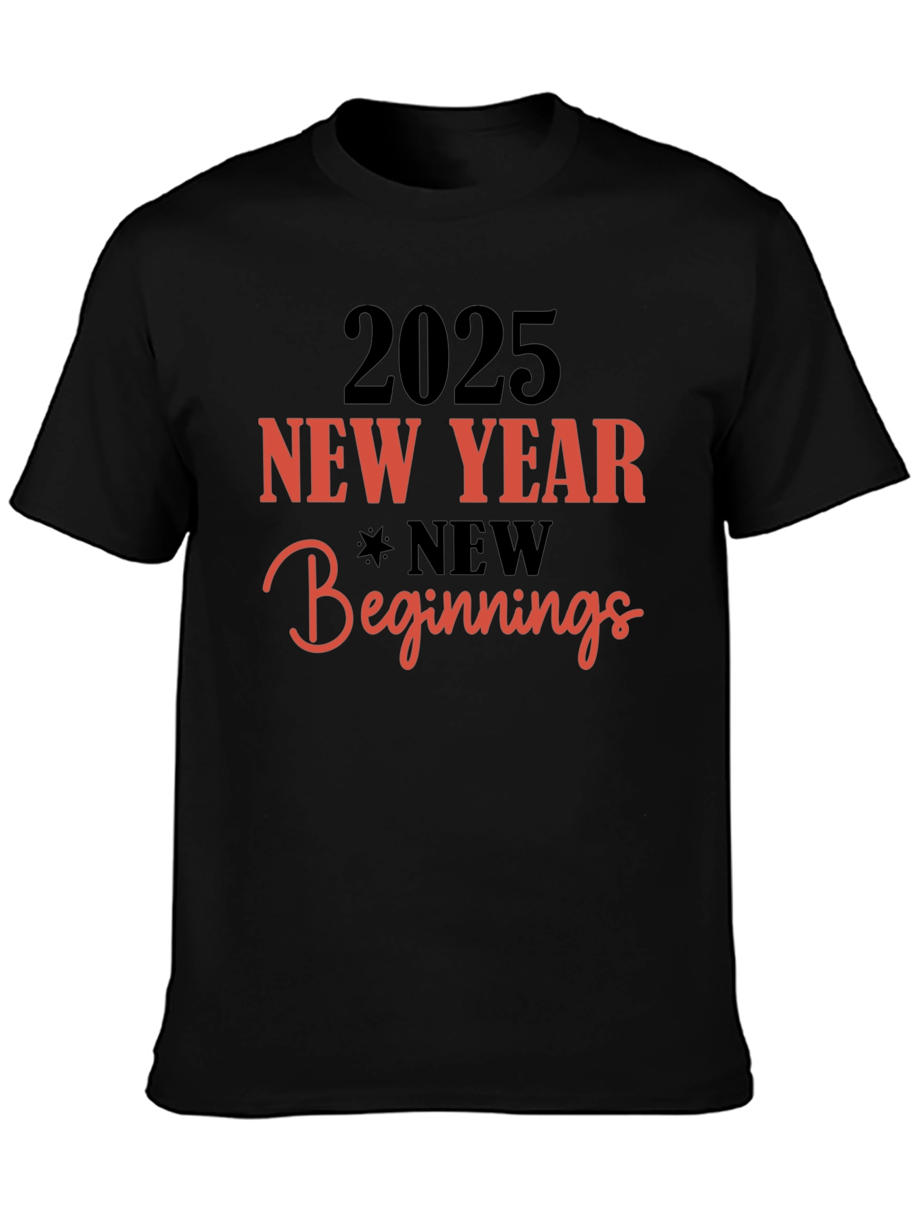 2025 New Year Beginnings Black T-Shirt