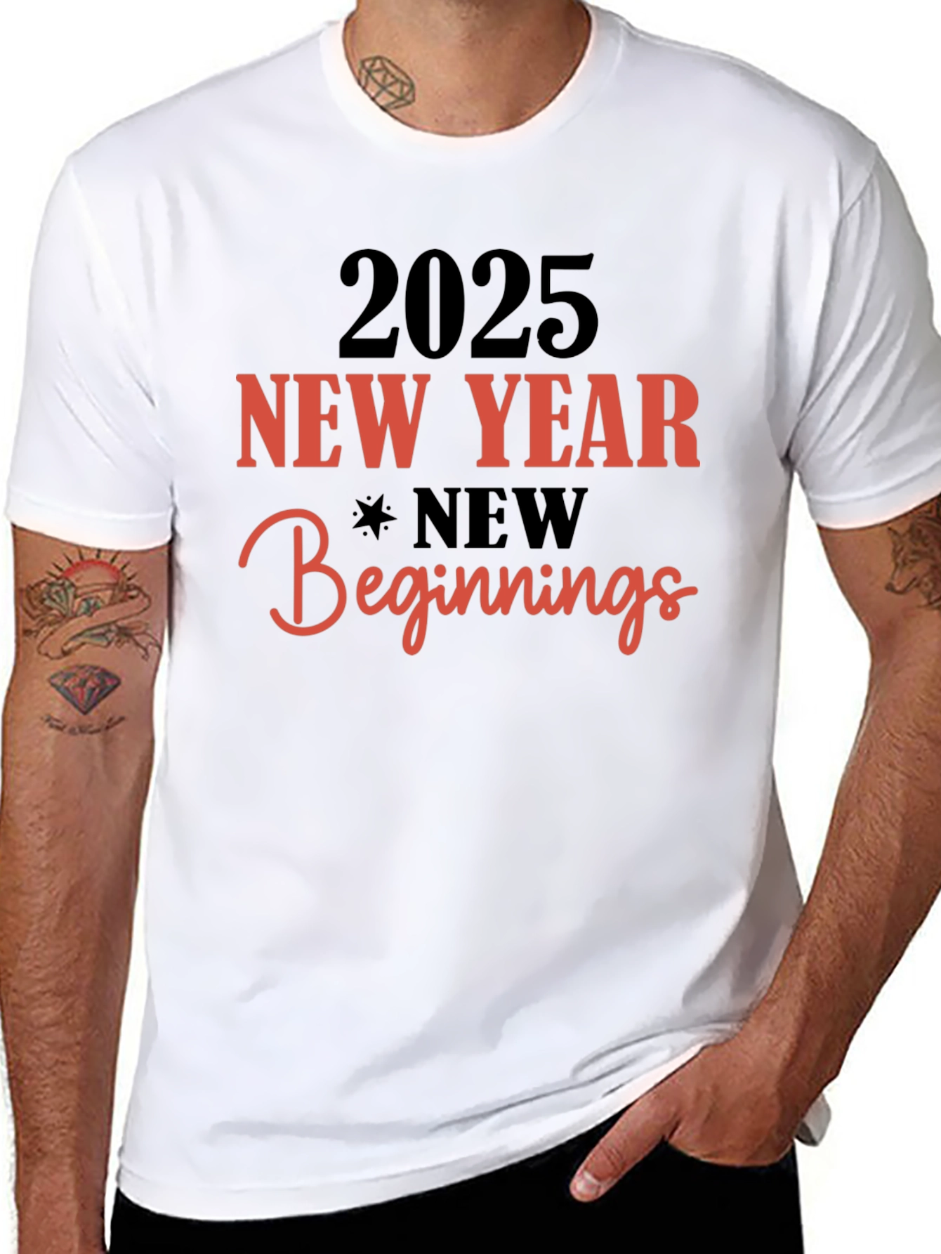 2025 New Year Beginnings Black T-Shirt