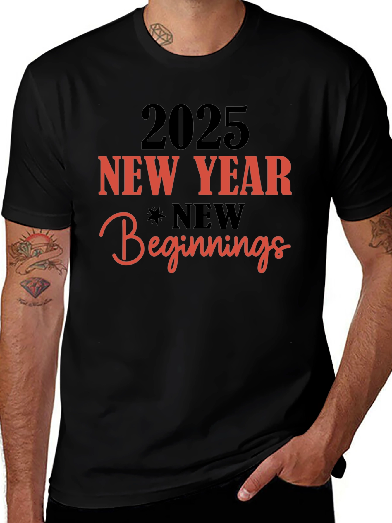 2025 New Year Beginnings Black T-Shirt