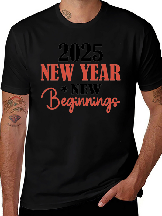 2025 New Year Beginnings Black T-Shirt