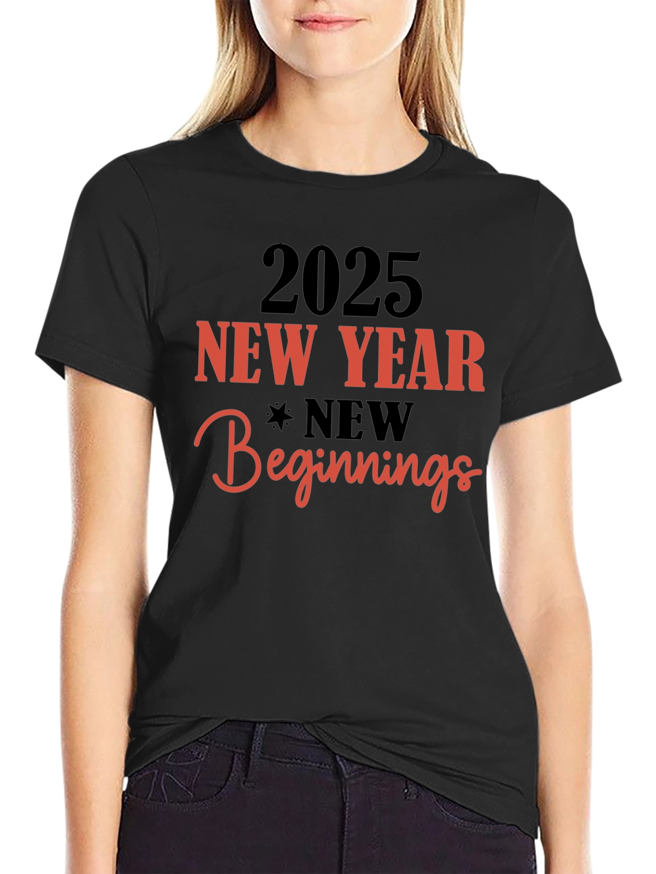 2025 New Year Beginnings Black T-Shirt