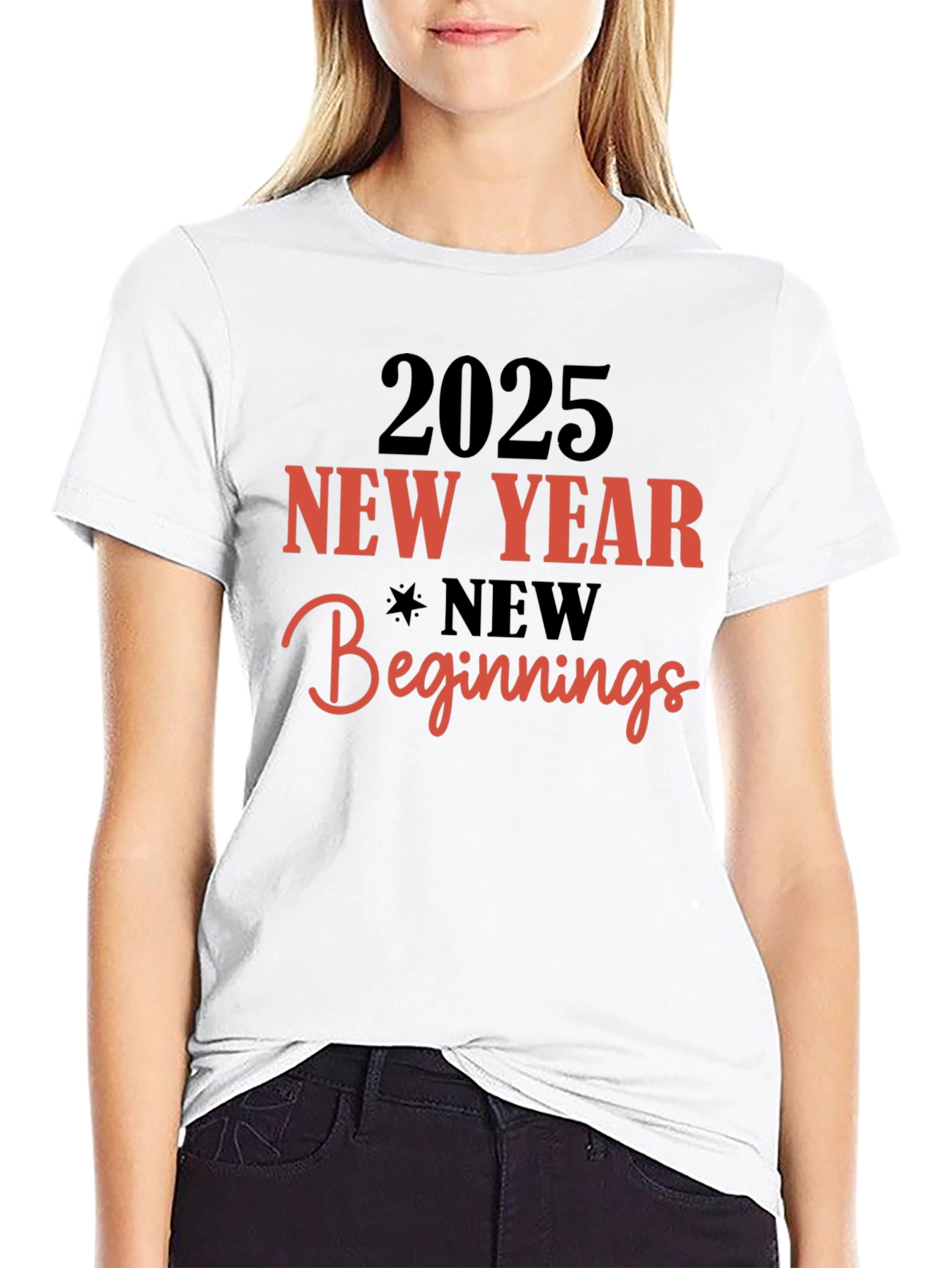 2025 New Year Beginnings Black T-Shirt