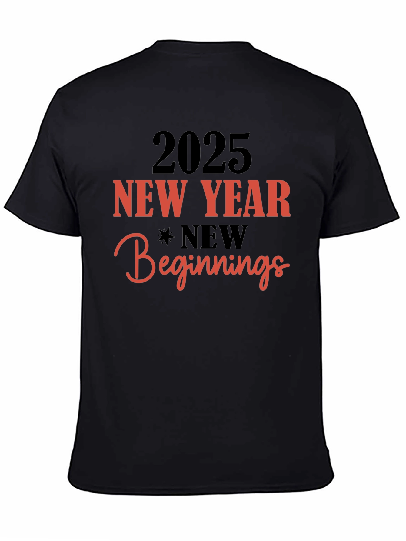 2025 New Year Beginnings Black T-Shirt