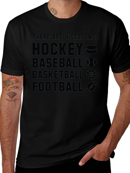 4 Seasons Sports Fan T-Shirt Hockey Baseball Basketball Football